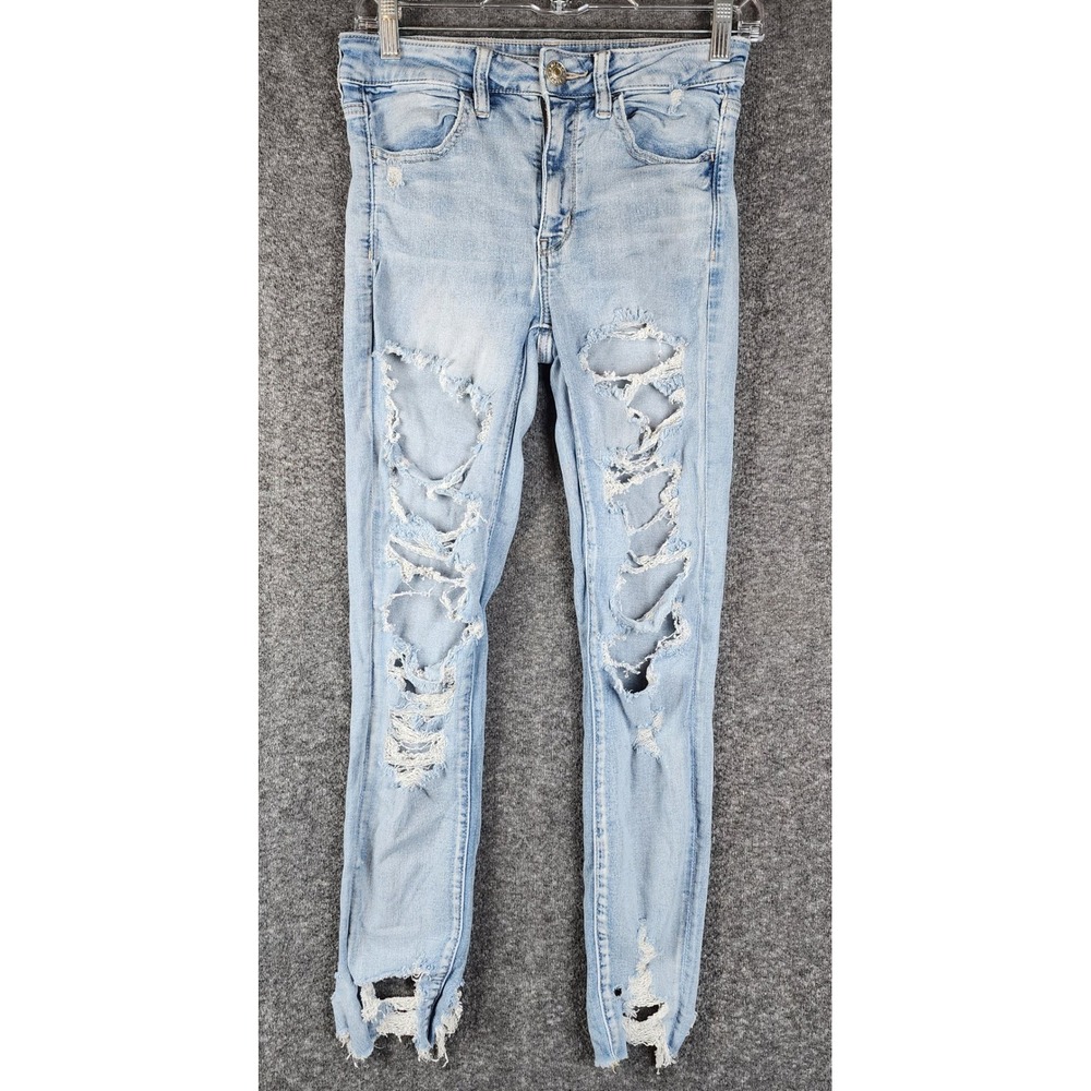 American Eagle Jegging Womens 6 Hi-Rise Light Ne(x)t Level Stretch Distressed